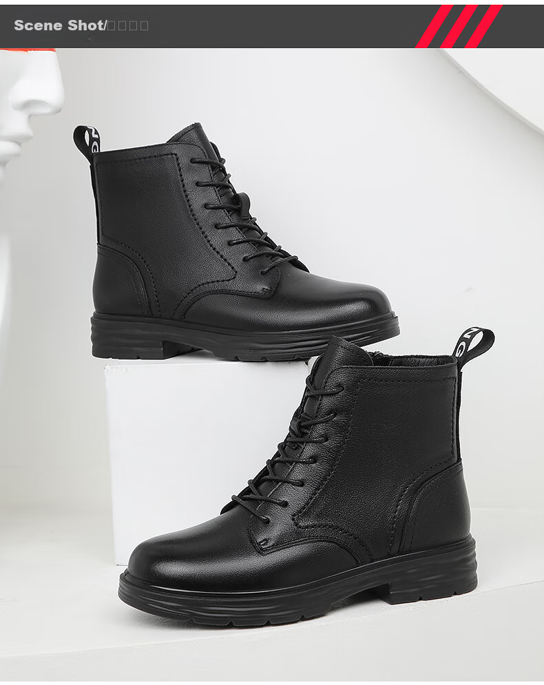Red Dragonfly Women's High-Top 7-Eye Martin Boots Winter Thickened Short Leather Boots Fleece Lined Warm Cotton Boots WTC428781 4