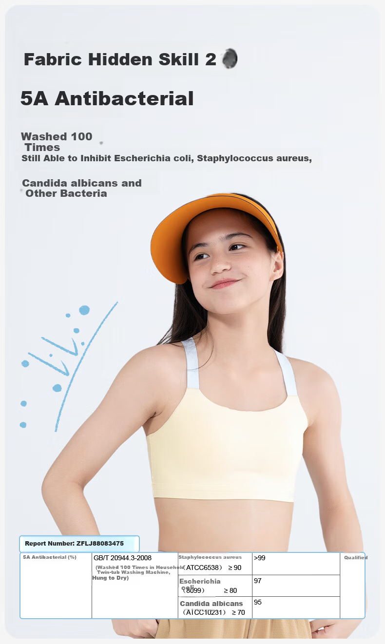Like UU Girls' Middle School Sports Bra Waterdrop Back Development Period High School Youth Development Underwear 6