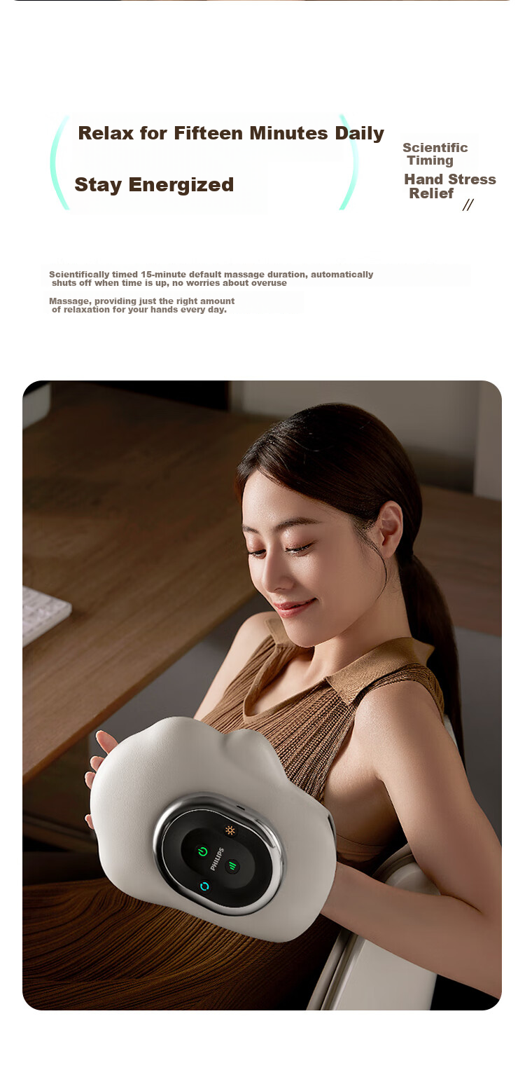 PHILIPS Hand Massager Carpal Tunnel Syndrome Massager Finger Palm Wrist Joint Mom Hand Wrist Support Heat Therapy 520 Practical Gift for Wife Girlfriend 3102A 2