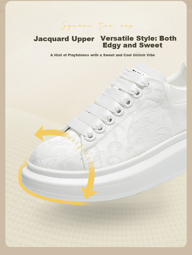 Daphne Platform Height-Enhancing Popular Printed White Sneakers Women 2026 New Spring Summer Casual Shoes White Size 38 8