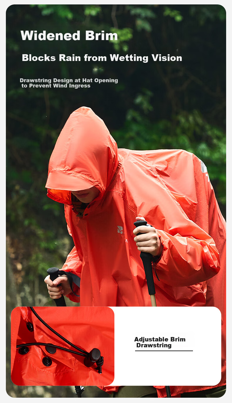 MOBIGARDEN Hiking Sleeve Backpack Raincoat Outdoor Camping Mountaineering Waterproof Rain Jacket NX25690003 Lime Green 5