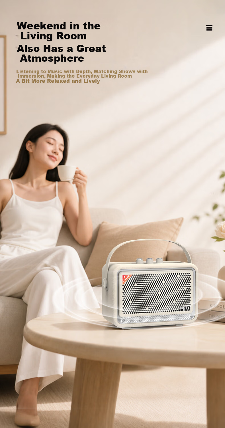 HiVi TQ53 Retro Portable Bluetooth Speaker Desktop Audio Leather Handle Speaker Home Indoor Outdoor High Power Wireless Mobile 520 Birthday Gift 4