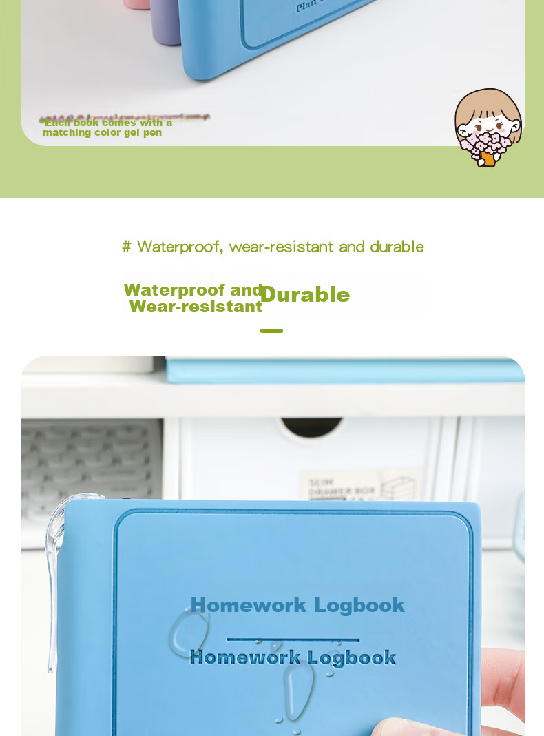 Youth Homework Log Book Essential for School Start Copybook Notebook Pocket Birthday Reward High-Value Portable Notebook for Boys and Girls Middle and Primary School Students Beige 7