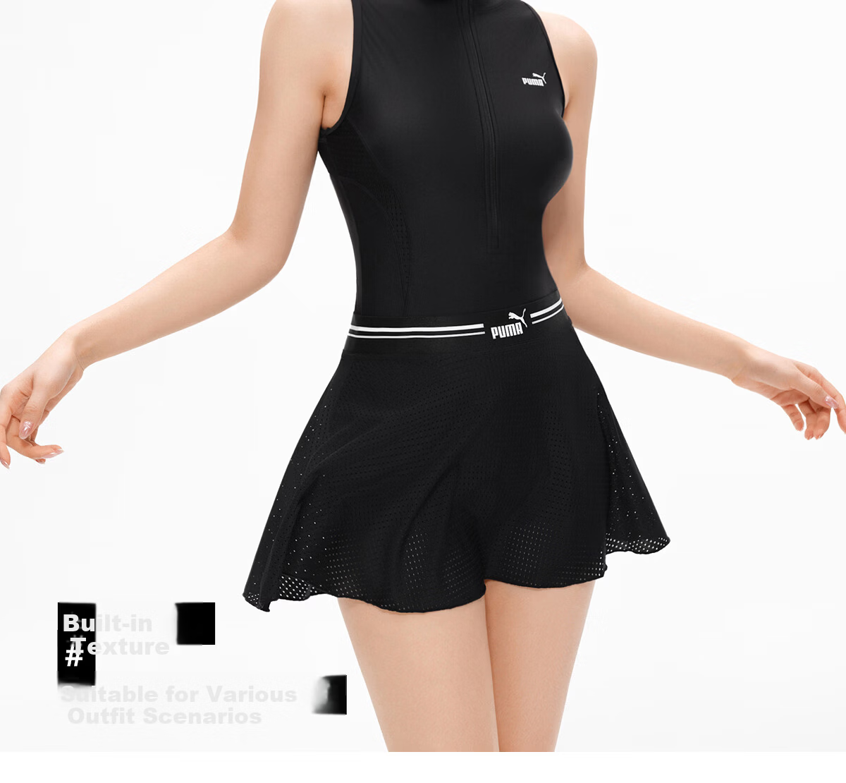 PUMA Women's Two-Piece Swim Skirt Slim Fit Breathable Versatile Casual Vacation Swimwear One-Piece Skirt and Short Skirt 15