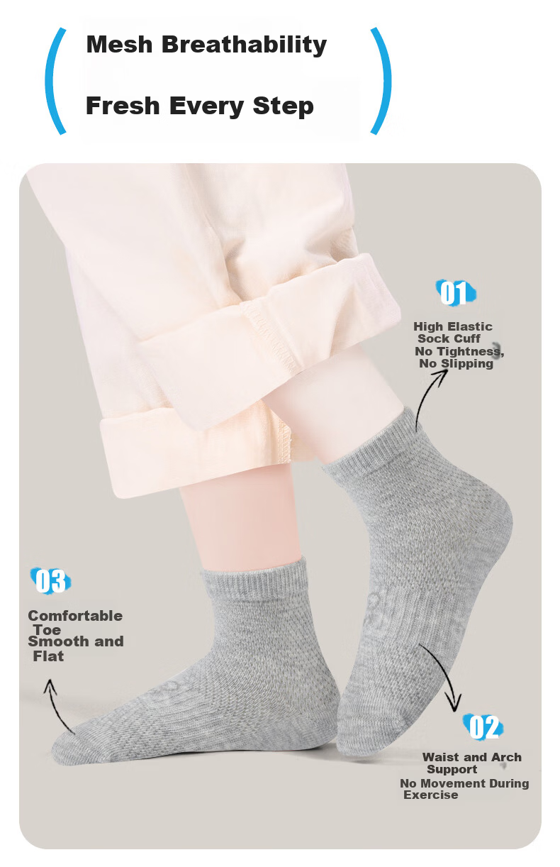 Barbie Boys' Thin Cotton Socks Children's Seamless Mesh Socks Spring and Autumn Mid-to-Large Kids Girls' Student Ankle Socks 4