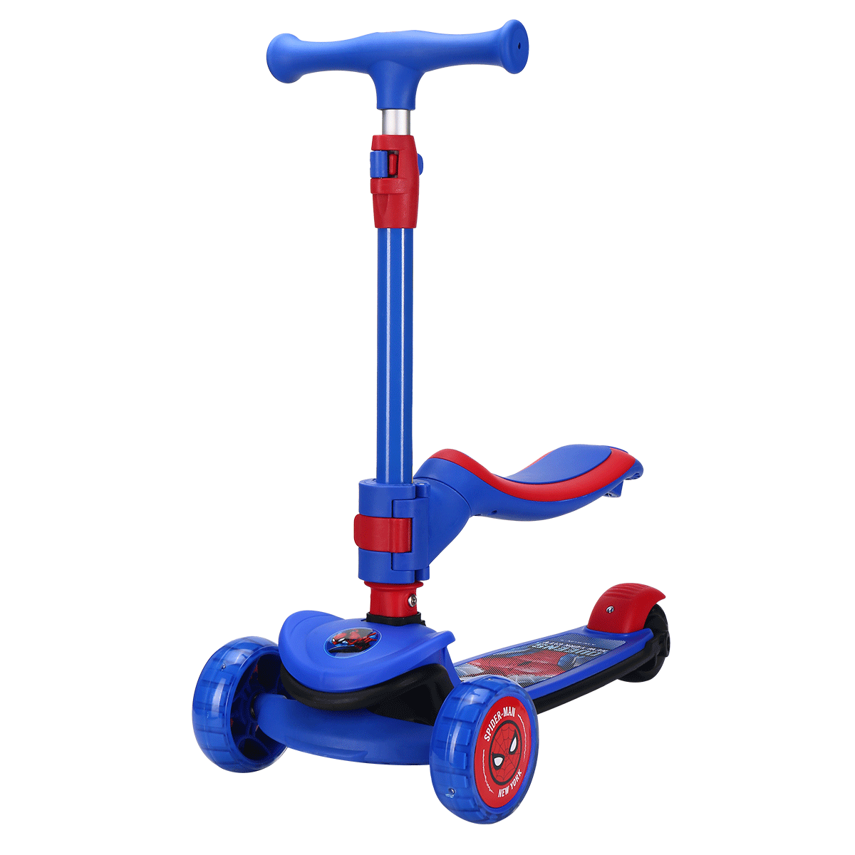 Disney Children's Scooter for Ages 3-6 Two-In Scooter with Flash Wheels, Spider-Man Toy Car for Boys, Children's Gift