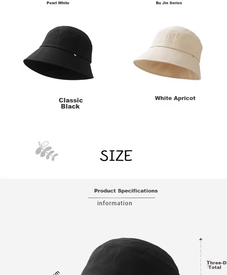 Lagur Classic Style 100% Cotton Fisherman Sun Hat Wide Brim Summer Sunshade Hat Large Head Circumference Classic Black 8