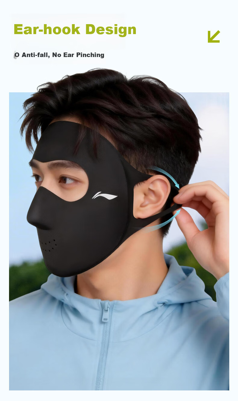 LI-NING Women's UV Protection Full Face Sun Mask Lightweight Seamless Breathable Outdoor Running Sunshade Mask 14