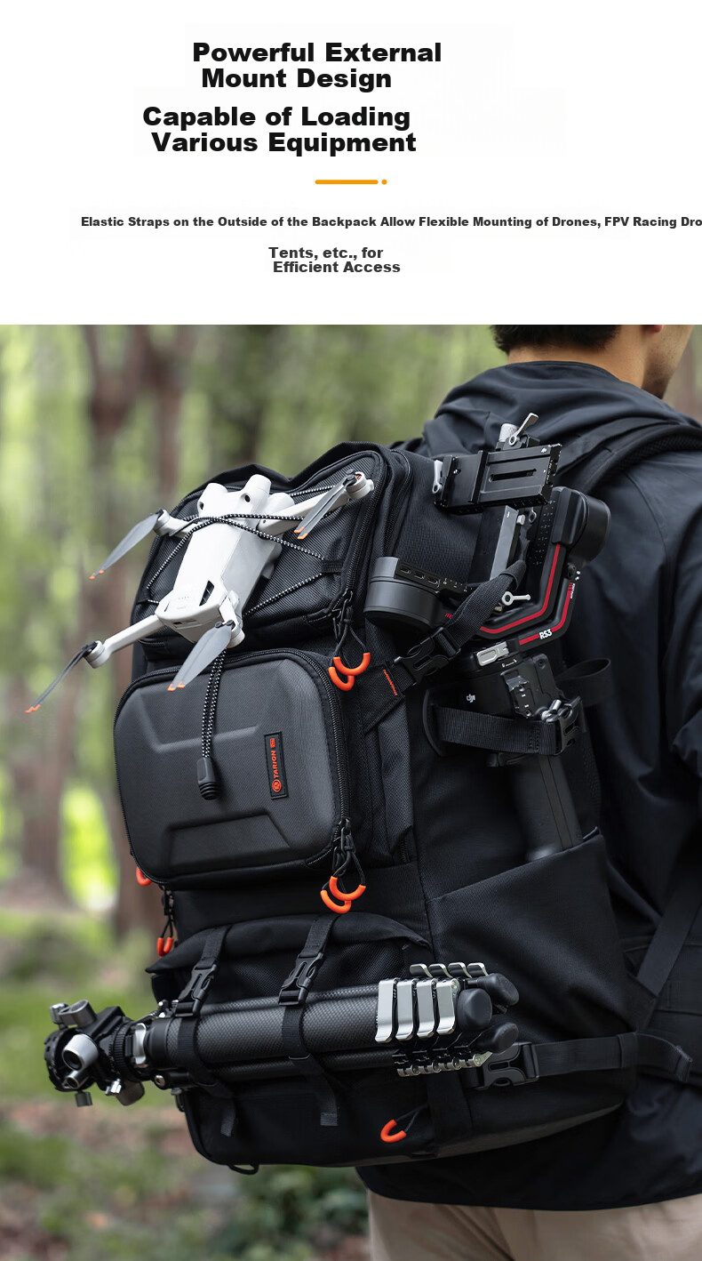 TARION Photography Backpack, Outdoor Hiking Travel Camera Bag, Multifunctional Storage Design, Roll-Up Camera Bag, Xprober Horizon, Black 2