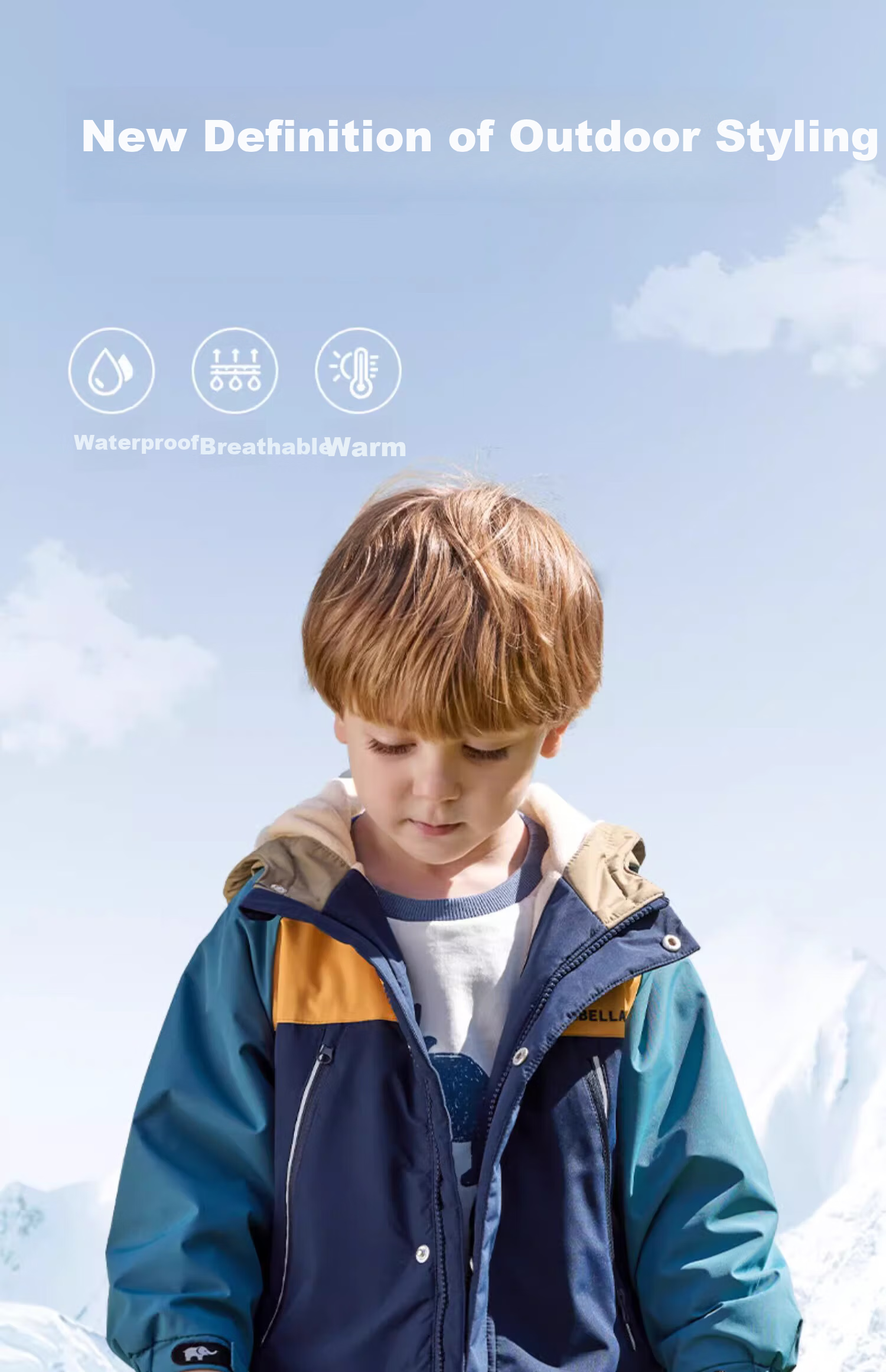DAVE & BELLA Kids Windproof Jacket Autumn Fleece Lined Outdoor Coat for Boys and Girls Toddler Baby Children's Clothing 1