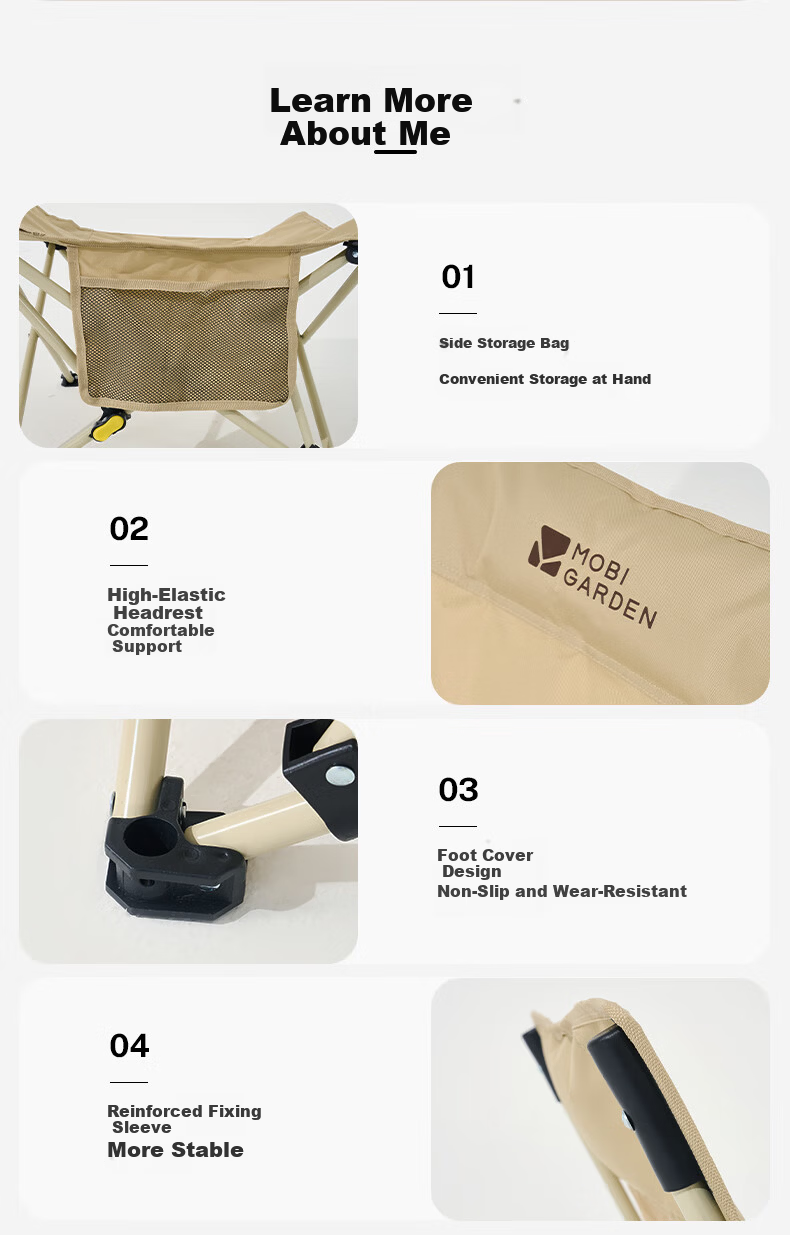 MOBIGARDEN Adjustable Folding Recliner Chair Outdoor Camping Picnic Nap NX25665014 Japanese Style Sand 9