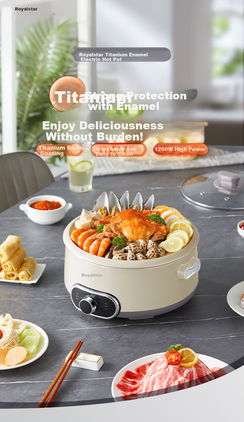 Royalstar Electric Hot Pot 7L Large Capacity Multi-Functional Titanium Coated Non-Stick Electric Cooker RHG718X 1