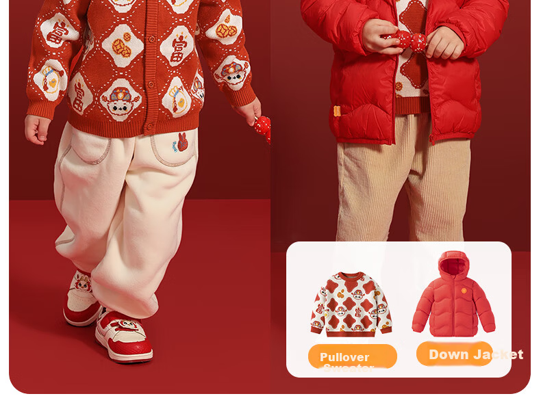 Beitais Children's Sweater Spring and Autumn Pure Cotton Unisex Baby Knitted Cardigan Versatile New Year Knitted Jacket 10