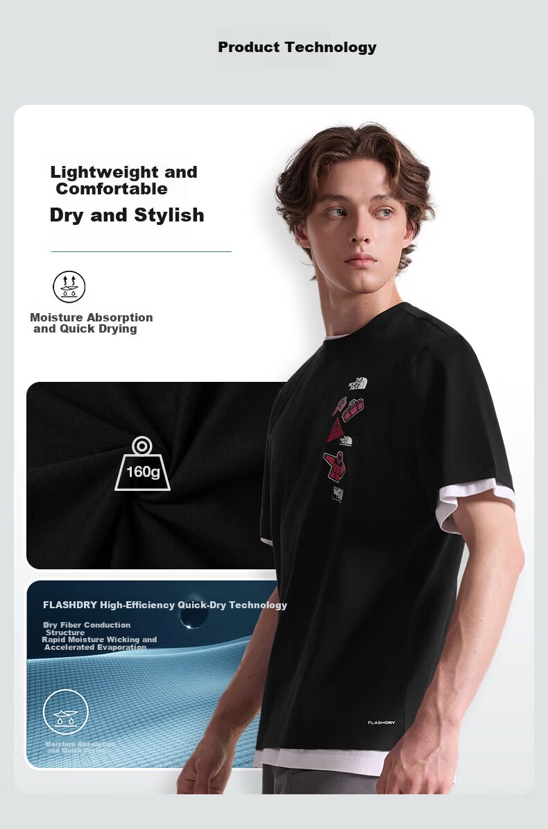 The North Face Unisex Short Sleeve T-Shirt Outdoor Quick-Dry Breathable 8GWJ Off-White/QLI L 3