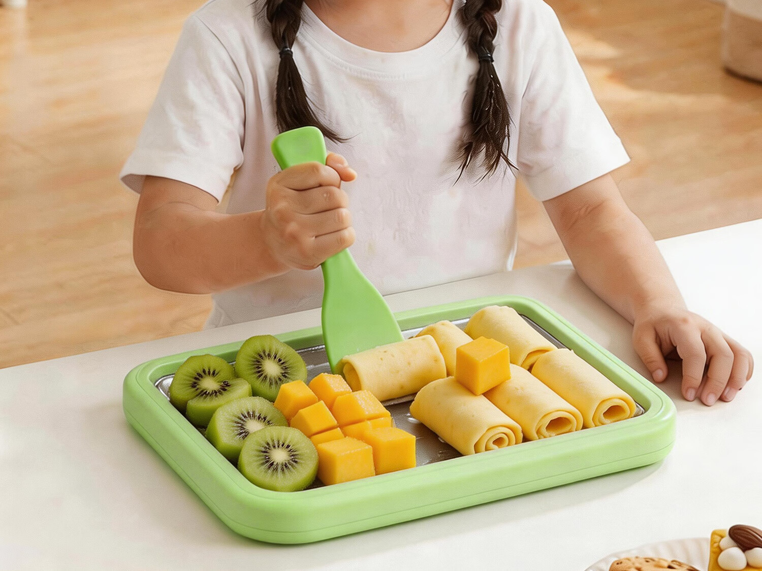 CHIGO Fried Yogurt Maker Fried Ice Machine DIY Ice Cream Large Green with Lid Children's Day Gift 13