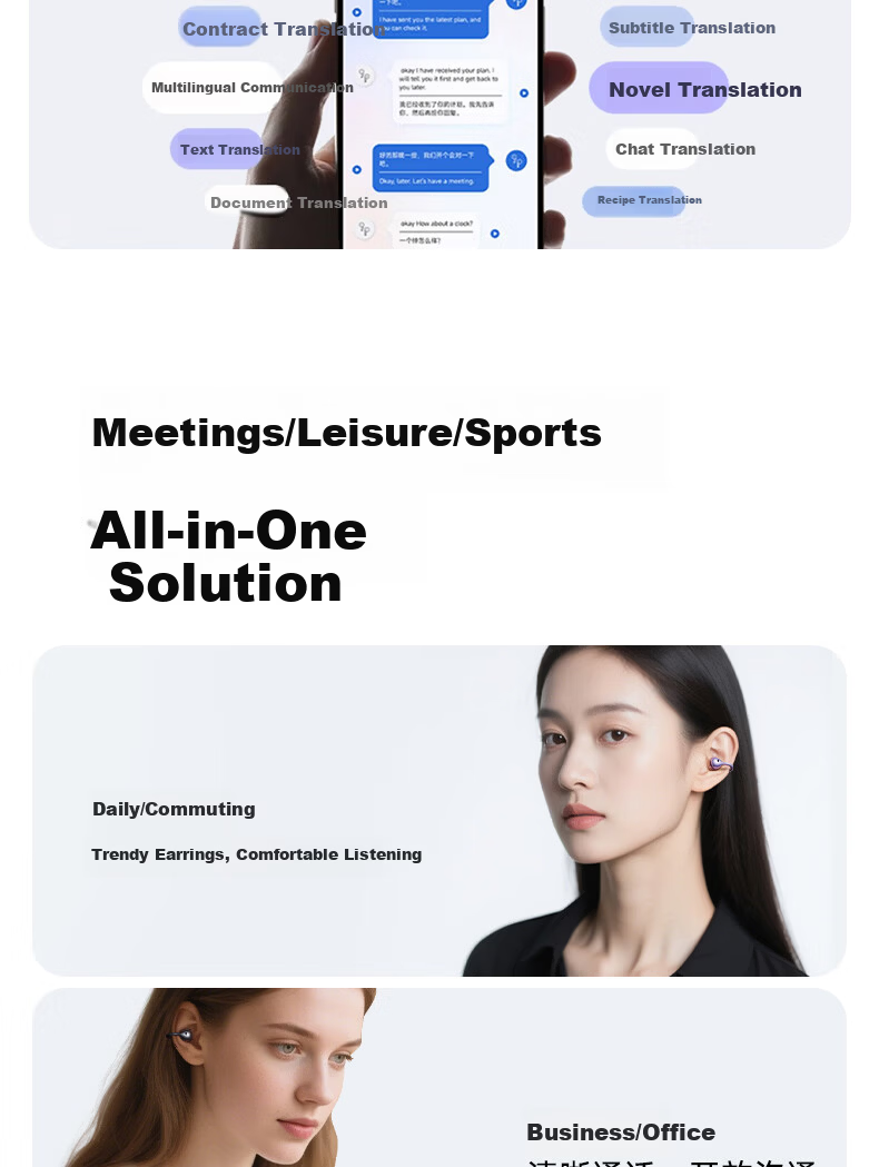 Chuangu 2026 New AI Simultaneous Translation Bluetooth Bone Conduction True Wireless Ear Clip Translator Comfortable Non-In-Ear Sports High-Quality Sound 4