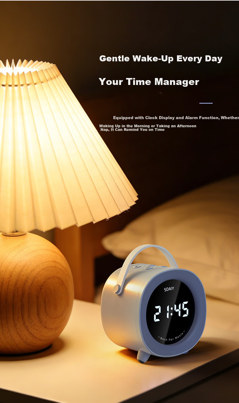 Soaiy SK60 Alarm Clock Speaker, Wireless Bluetooth Speaker, Refreshed Subsidy, Student Wake-Up Device, 2026 New Small Speaker, Desktop Subwoofer, Mini Bedroom Birthday Gift for Girls 8