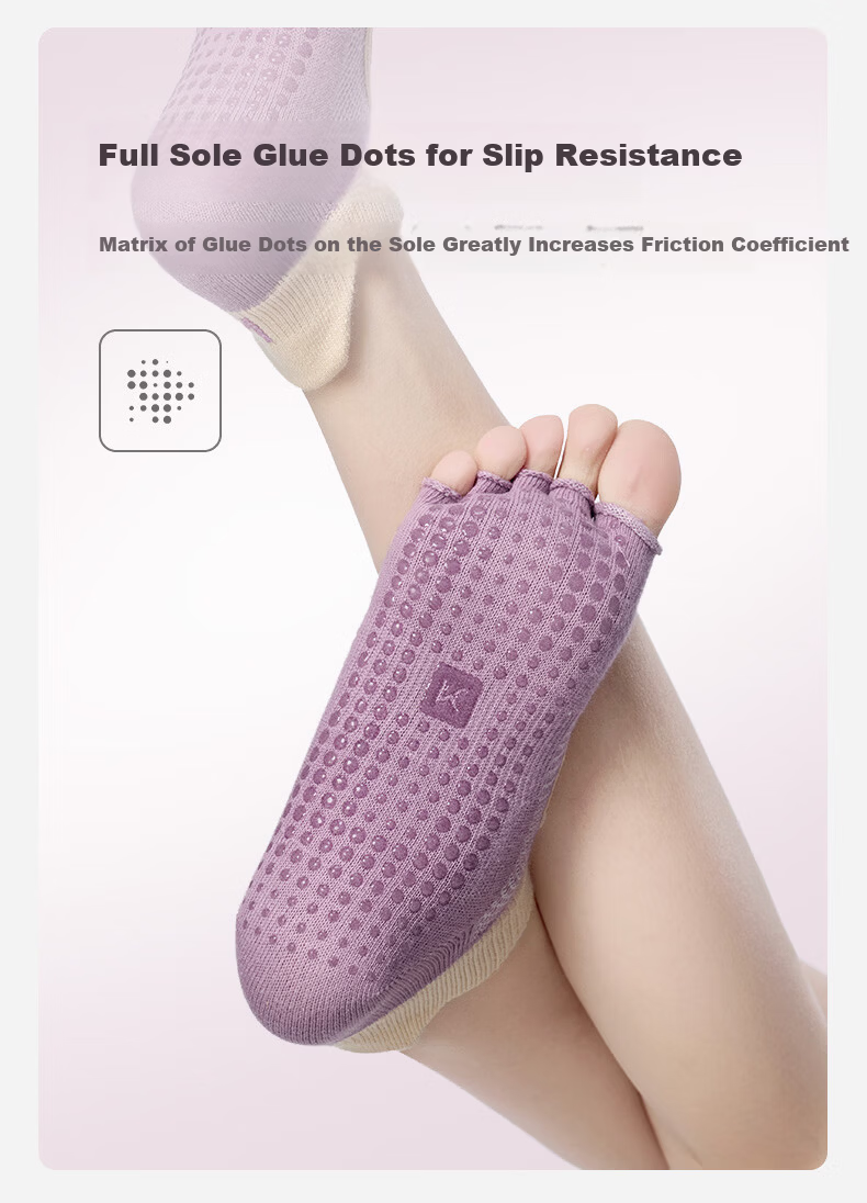 Keep Colorful Non-Slip Low-Cut Open-Toe Yoga Socks Indoor Floor Sports Dance Pilates Polar Night Black 4