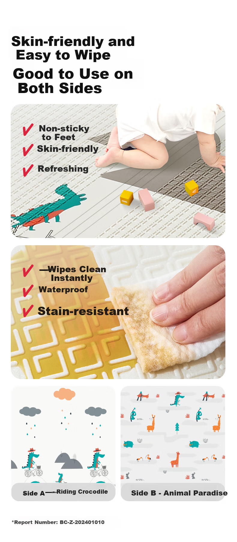 Beiboshi Babybox Crawling Mat Baby XPE Thickened Double-Sided Foldable Play Mat 200x180x2cm 5