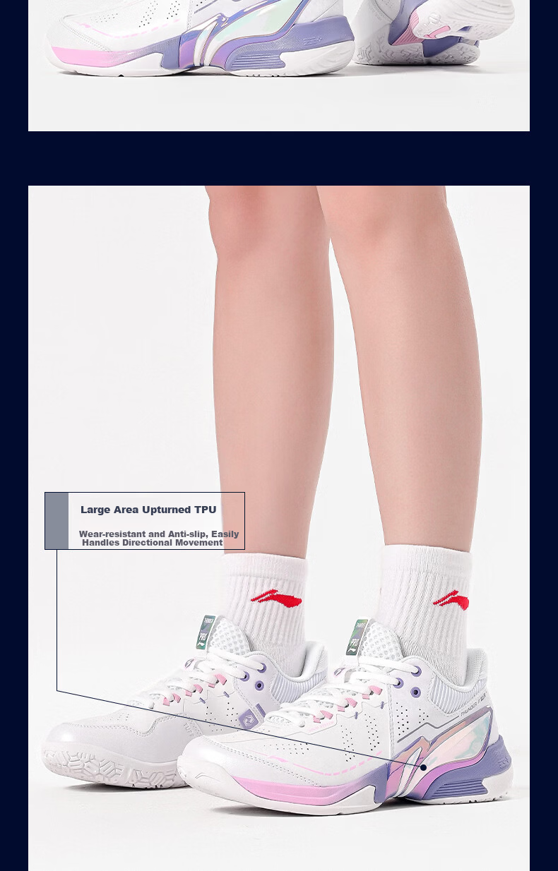 LI-NING Thunder 2 PRO Badminton Shoes with 䨻 Technology Shock Absorption and Rebound Professional Protective Sports Shoes Size 44 10