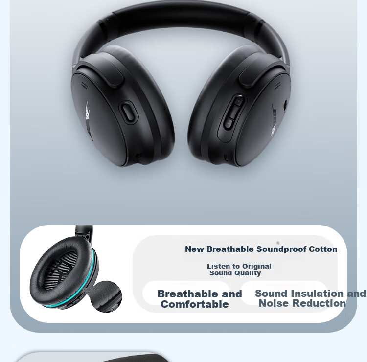 ESCASE Replacement Ear Pads for Bose QC45 QC25 QC35 Noise Cancelling Headphones, Protein Leather, Black, 1 Pair with Storage Case 7