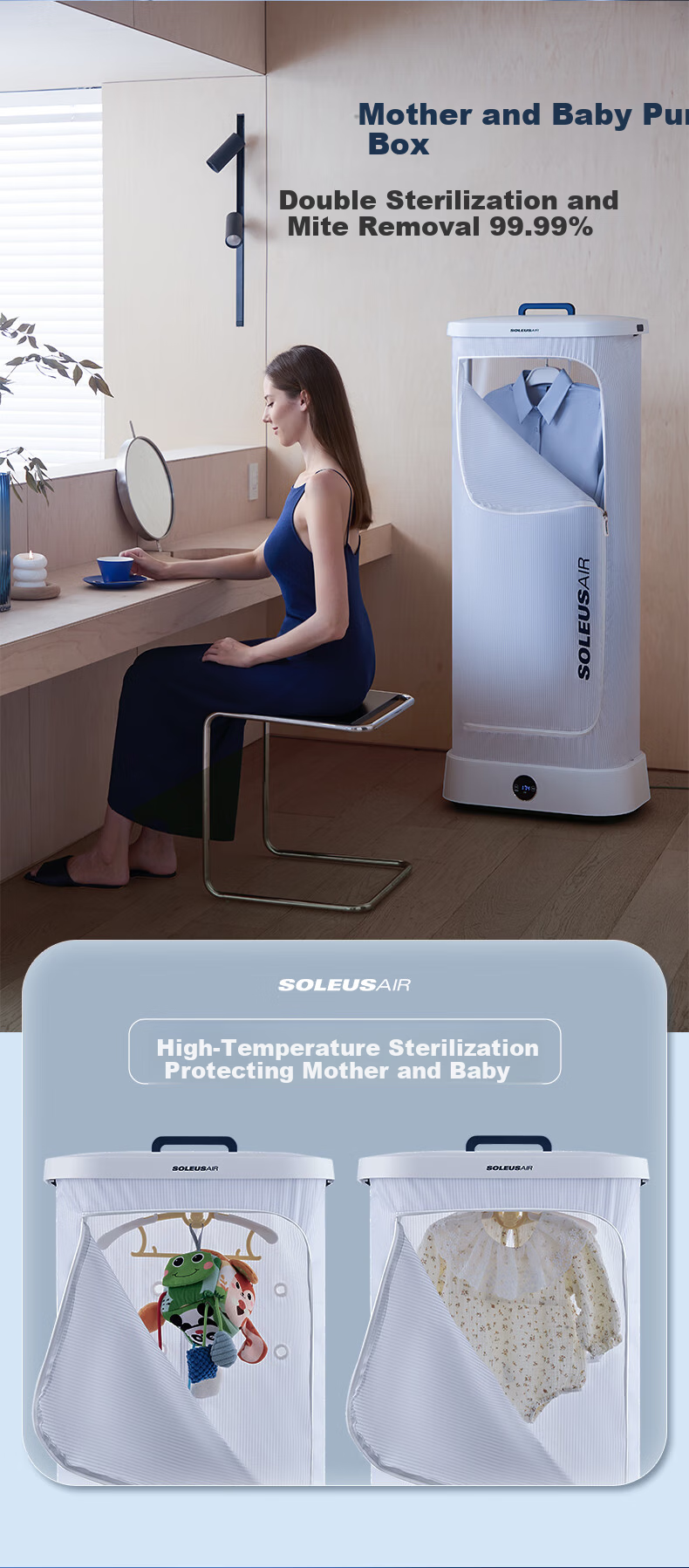 SOLEUSAIR Portable Mini Foldable Travel Dryer Dandling Box Baby Clothes Underwear Dehydration Sterilizer Garment Care Machine 6