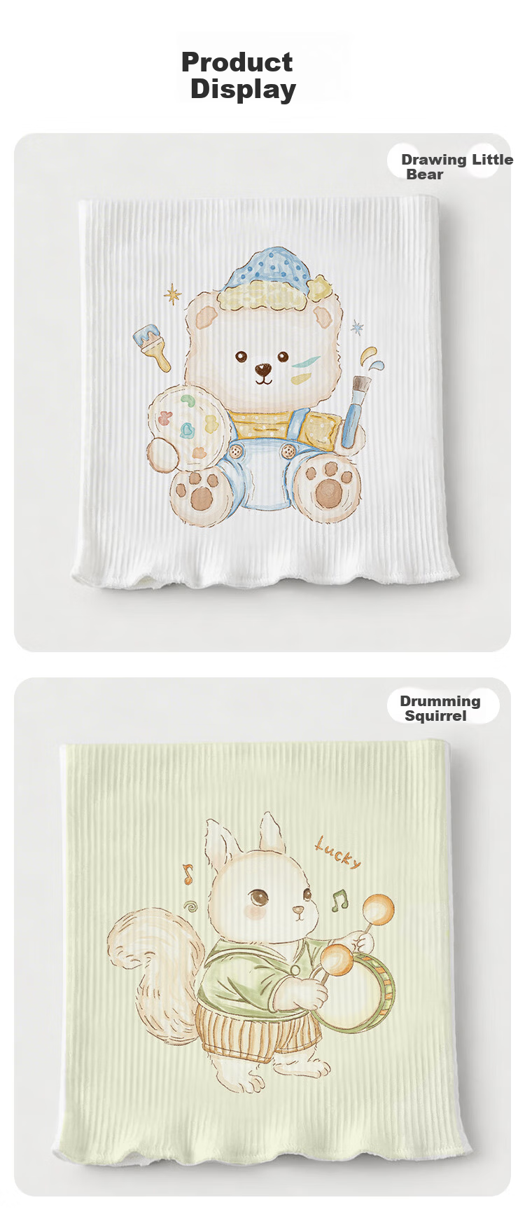 Aibao Baby Single-Layer Belly Band Newborn Navel Protector Anti-Cold Belly Wrap 2-Pack Squirrel Bear S886 10