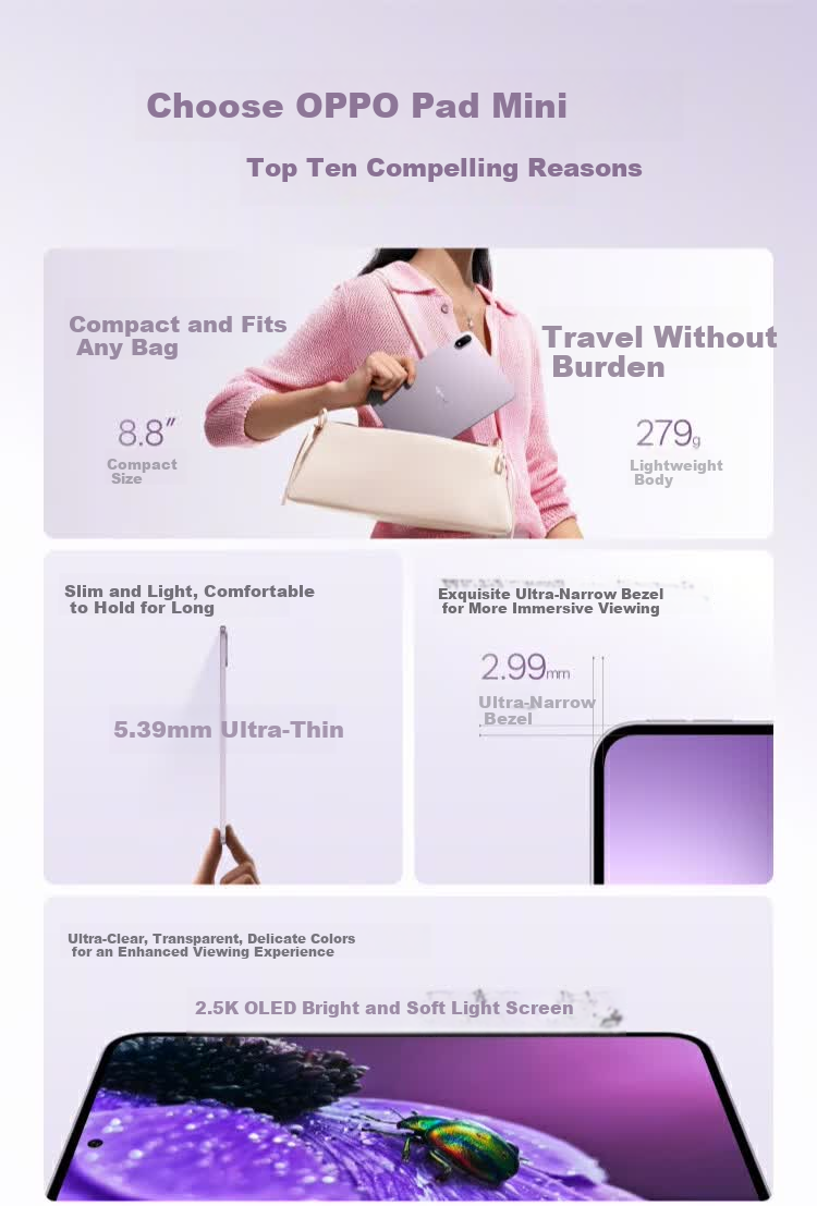 OPPO Pad Mini National Subsidy 8.8-inch Tablet 5th Gen Snapdragon 8 Flagship 12GB+512GB Mint Green Office Study Gaming Entertainment Tablet 1