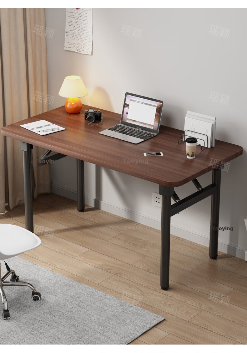 Yaoying Folding Computer Desk Office Desk Home Student Study Desk Gaming Desk YLZ11 Walnut 80*40cm 2
