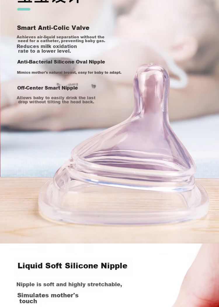 Aibao Bear Square Baby Bottle Nipple Accessory Stage 3 Round Hole 6+ Months (Compatible with Various Hegen Square Bottles) 4