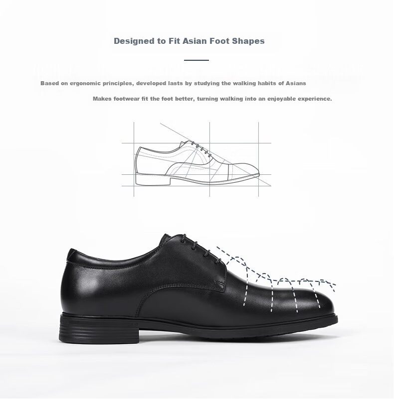 Goldlion First Layer Cowhide Men's Lace-up Pure Color Casual Business Formal Leather Shoes Black Size 40 1