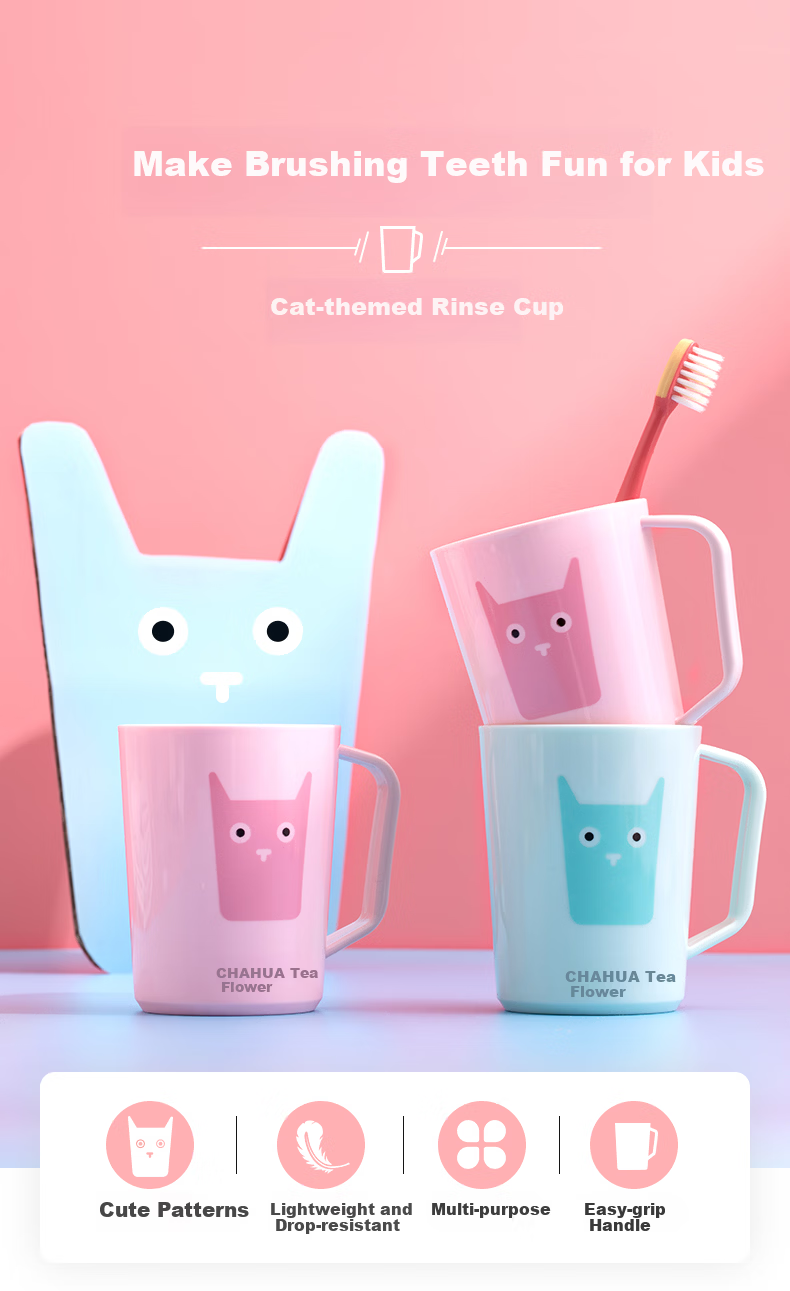 Chahua Mouthwash Cup Children's Water Cup Tooth Jar Rinse Cup Toothbrush Cup 240ml Random Color 2 Pieces 1