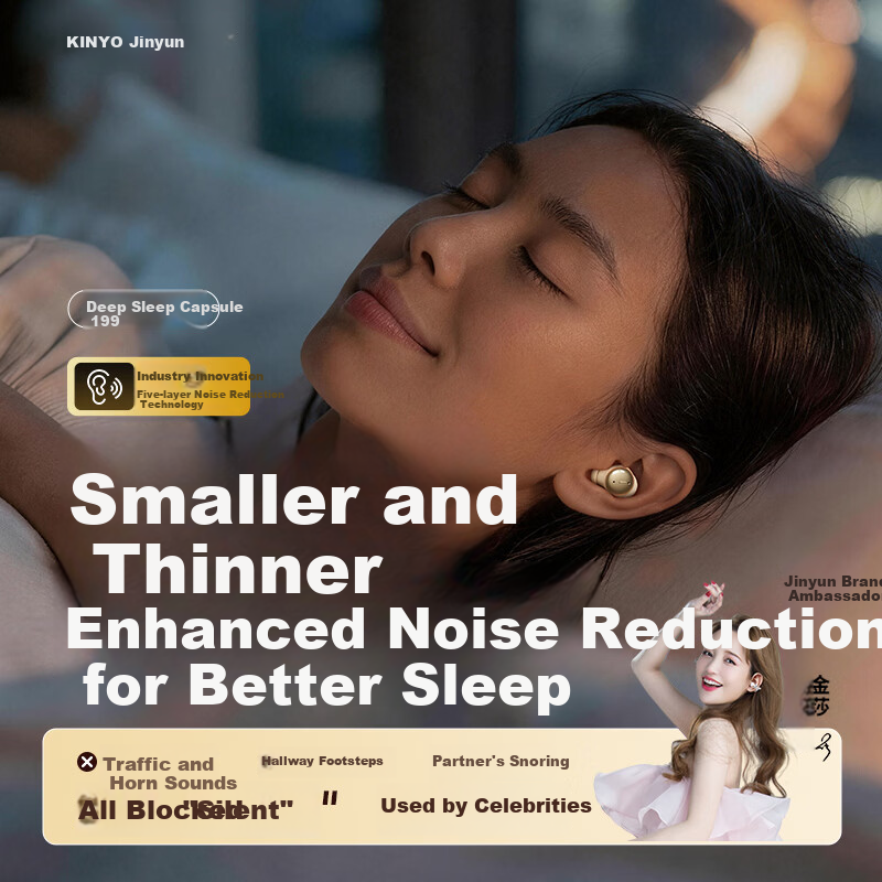 KINYO 2026 Latest Sleep Bluetooth Earbuds Noise Cancelling Wireless In-Ear Sleep Headphones Active Noise Reduction Side Sleep Comfortable ASMR Sound Isolation