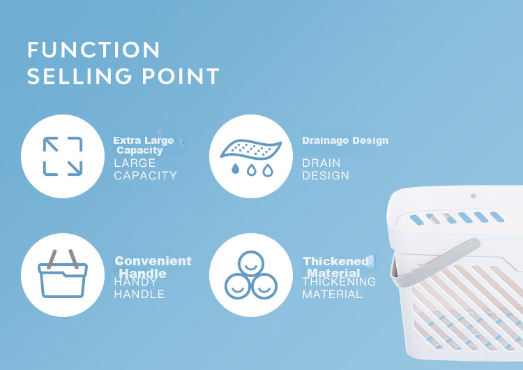 Xitianlong Large Bathroom Laundry Hamper, Household Plastic Laundry Basket, Clothes Storage Rack, Toy Storage Basket with Handle 2