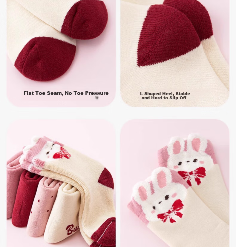 YUZHAOLIN 5 Pairs Girls' Autumn Winter Thickened Fleece Lined Mid-Calf Warm Socks for Children 15