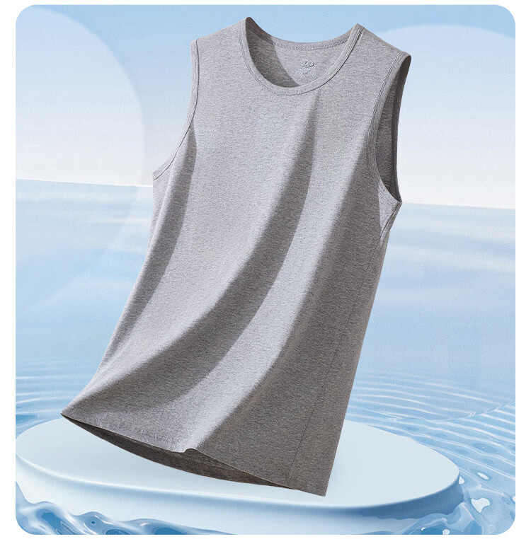 Langsha 100% Cotton Wide Shoulder Men's Sleeveless Sweat-Absorbing Breathable Vest Sports Tank Top 11