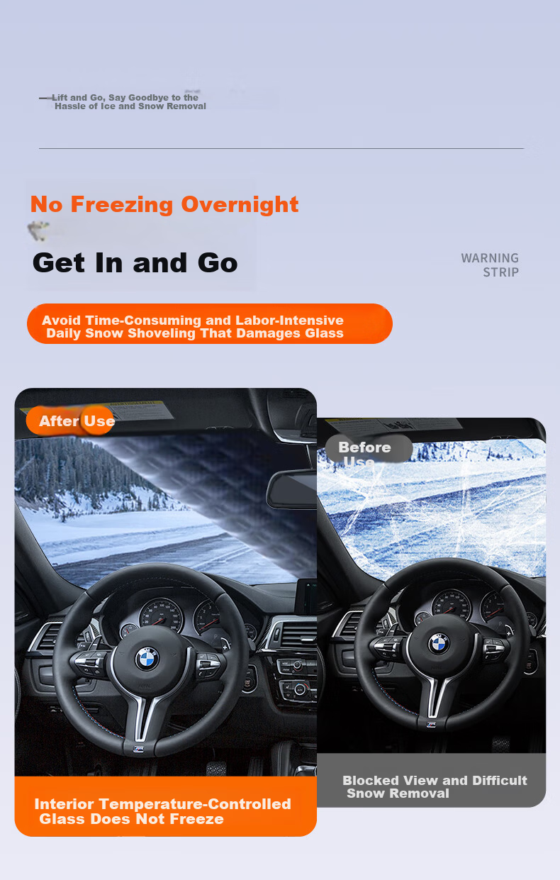 HELLOLEIBOO Car Windshield Snow Cover, Glass Shield, Winter Car Cover, Half Cover, Anti-Frost, Anti-Freezing Windshield Cover 9