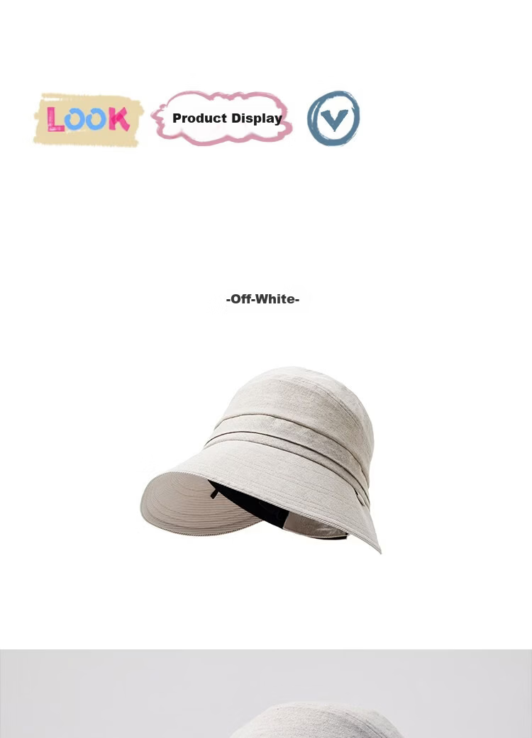 Lagur "Simple Japanese Style" Large Brim Cotton Bucket Hat with Ponytail Hole Sun Protection Foldable Sky Blue 8