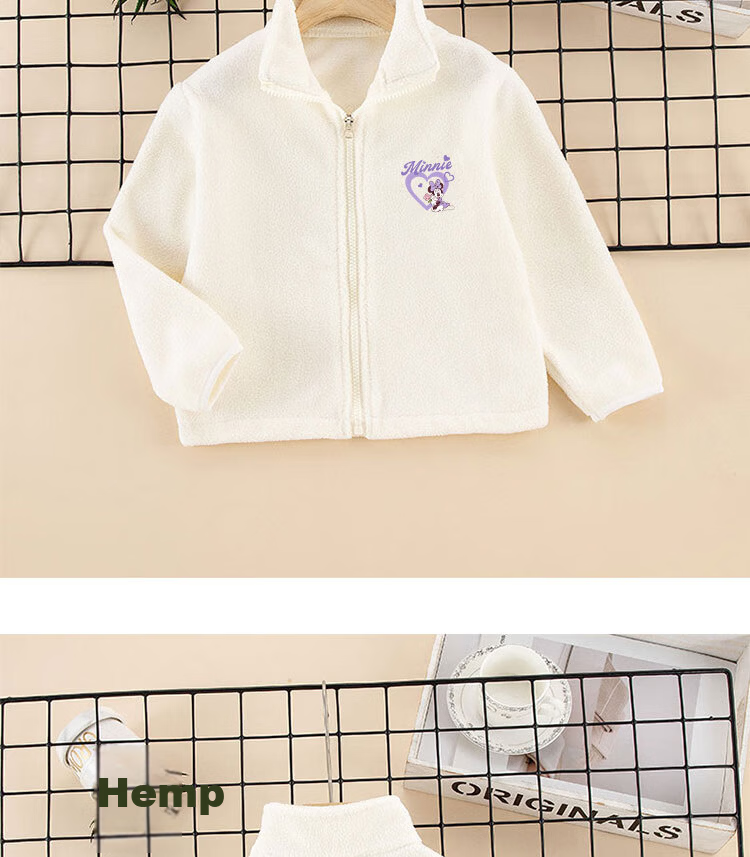 Disney Kids Fleece Zip-Up Jacket Autumn Winter New School Uniform Essential Warm Casual Girls Coat 7
