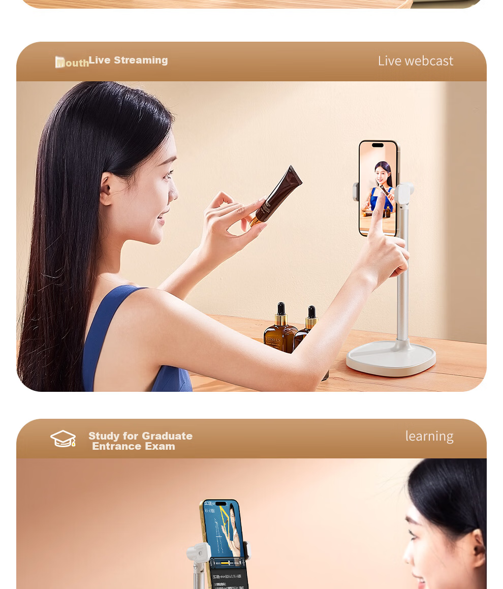 Meiyibo Mobile Phone Holder Desktop Live Streaming Stand 360° Rotatable Adjustable Lazy Bracket for Watching TV, TikTok Videos, Online Classes 13