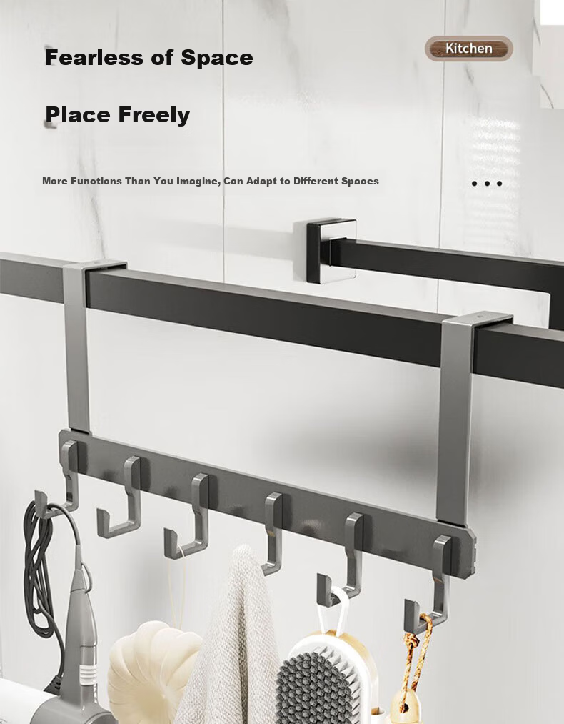 Xinpei Space Aluminum Over Door Hook Hanger Bedroom Door No Drilling Back Door Bathroom Storage Rack 8