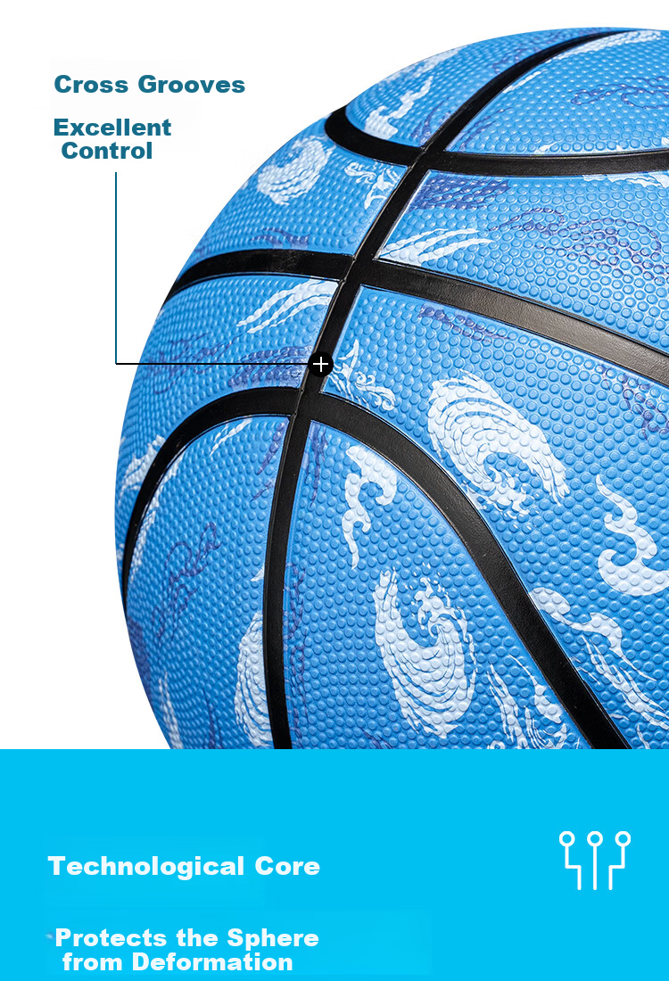 LI-NING Basketball Kids 6-12 Years Indoor Outdoor Blue White Youth Size 5 Basketball 099-1 10