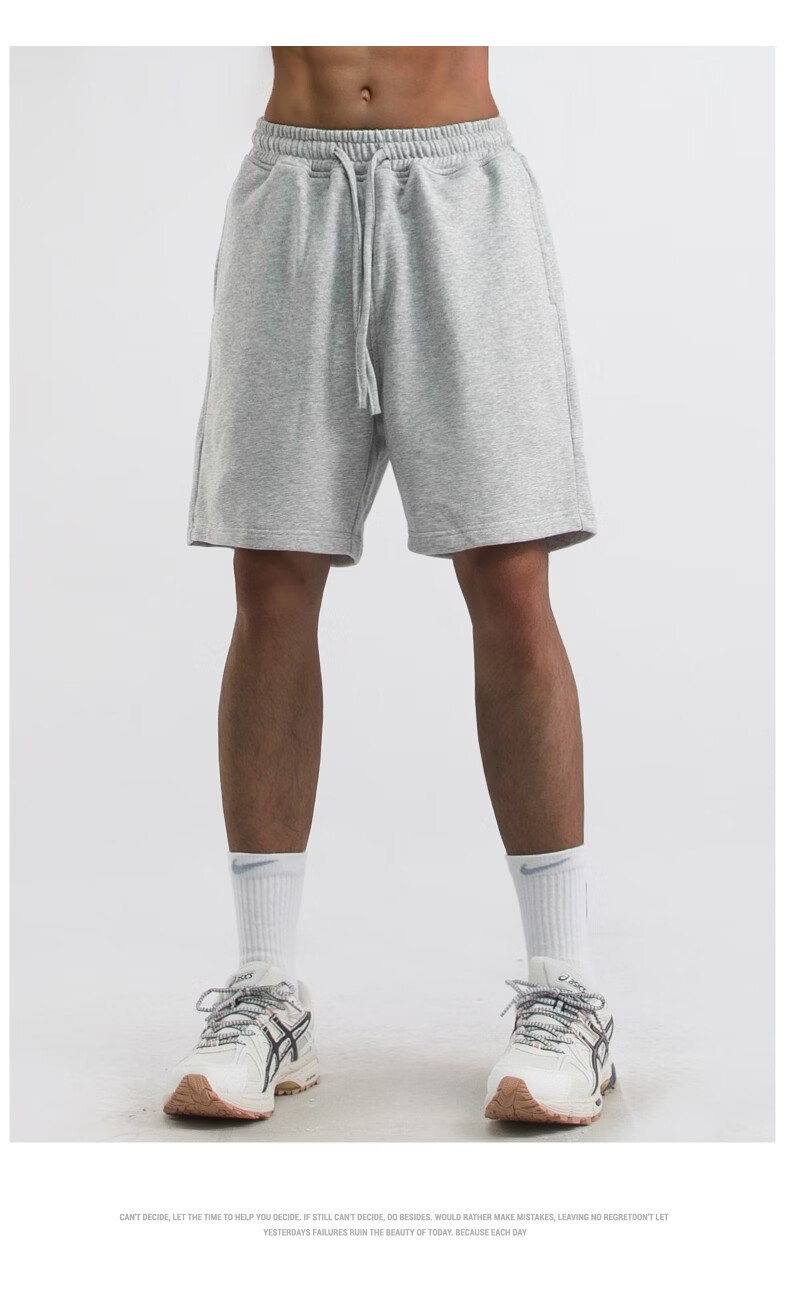 MMOPTOP Heavyweight American Casual Men's Summer Loose Simple Sports Shorts Versatile Five-Point Pants MDK22 Gray L 6