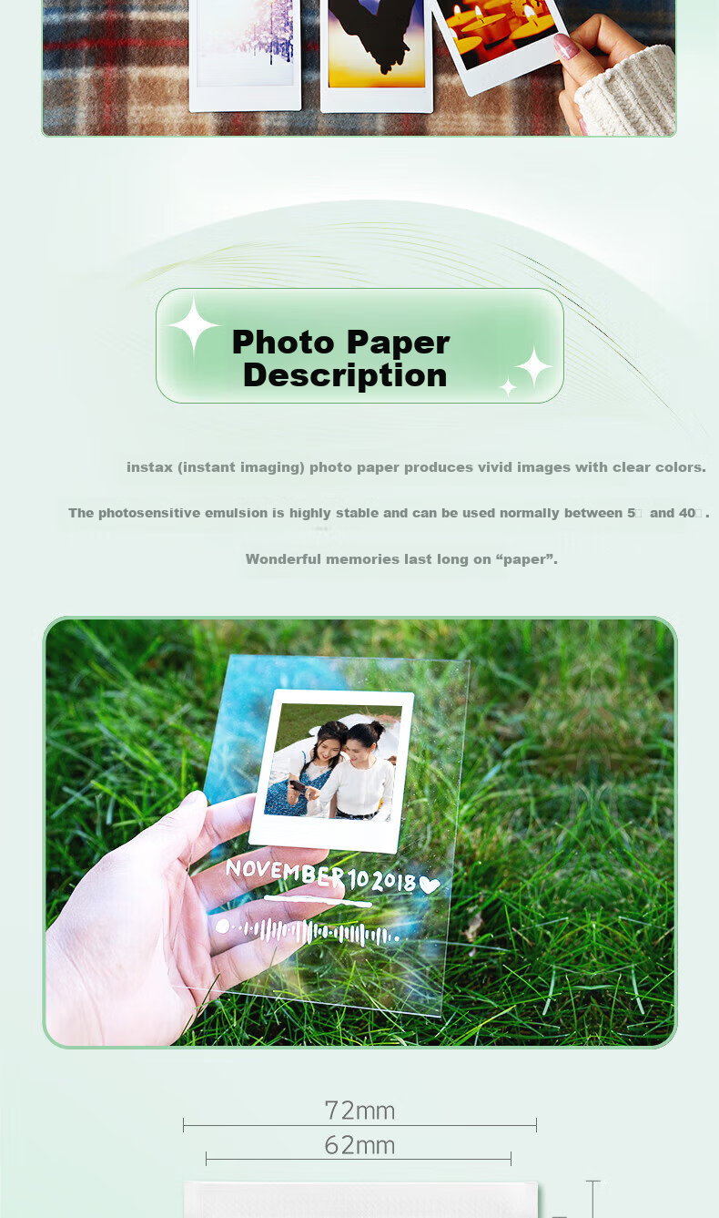 FUJIFILM Instax SQUARE SQ1/SQ40 Instant Camera Square Format 520 Gift SQ1 4x4 Film Black and White Retro Overseas Version 12