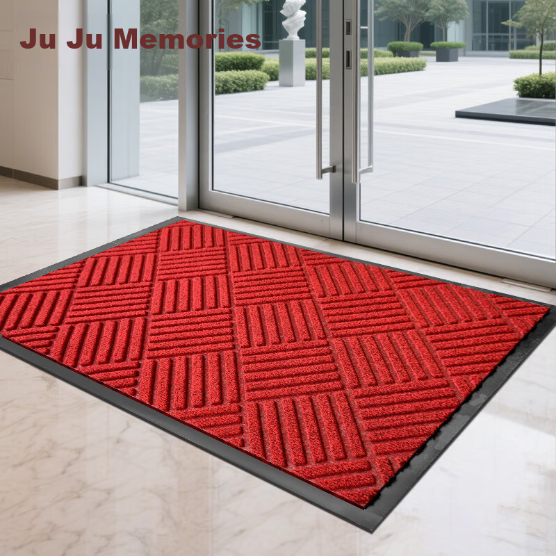 Jushi Yi Premium Red Entrance Door Mat Non-Slip Rubber Bottom PVC Foot Scraper Mat Diamond Pattern 60*90cm