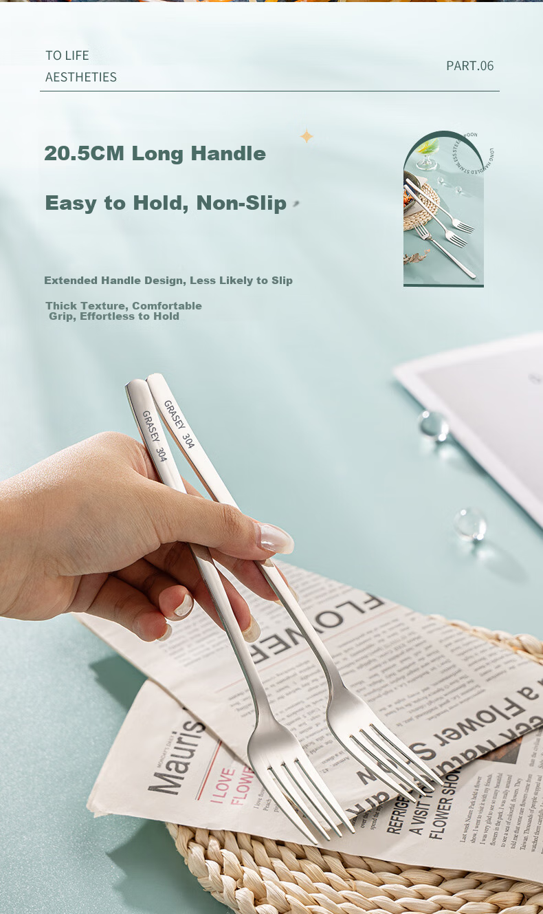 Guangyi 304 Stainless Steel Fork Set 2pcs Dessert Fork Fruit Fork Salad Instant Noodle Fork Cutlery GY7870 11