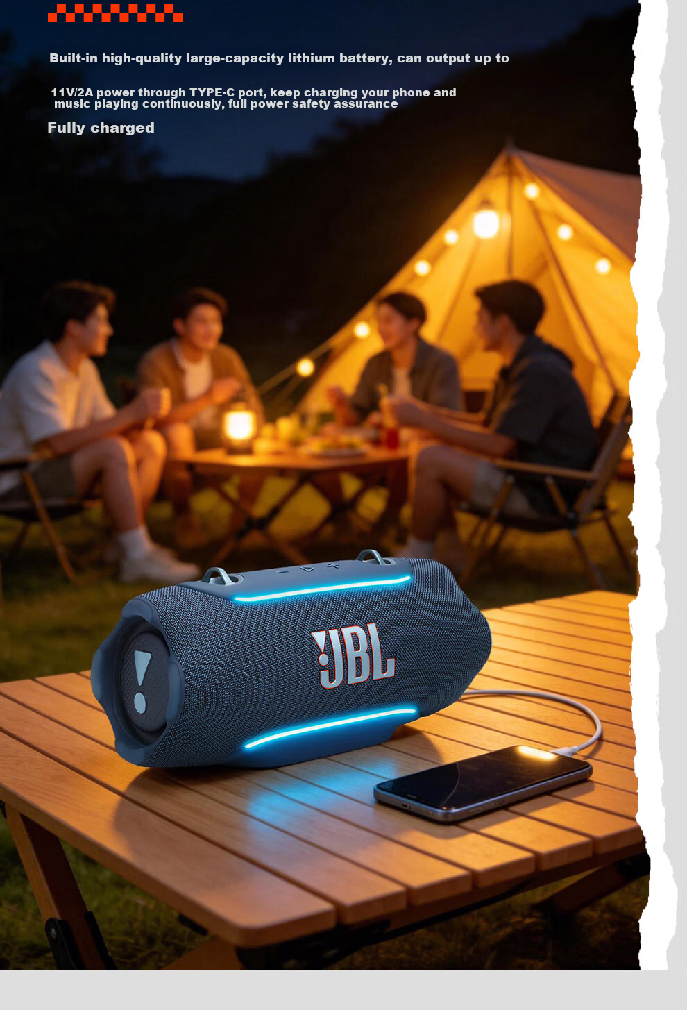 JBL XTREME 5 Bluetooth Speaker Outdoor Portable Party Speaker Bass Subwoofer 520 Gift Atmosphere Speaker AI Sound Black 20
