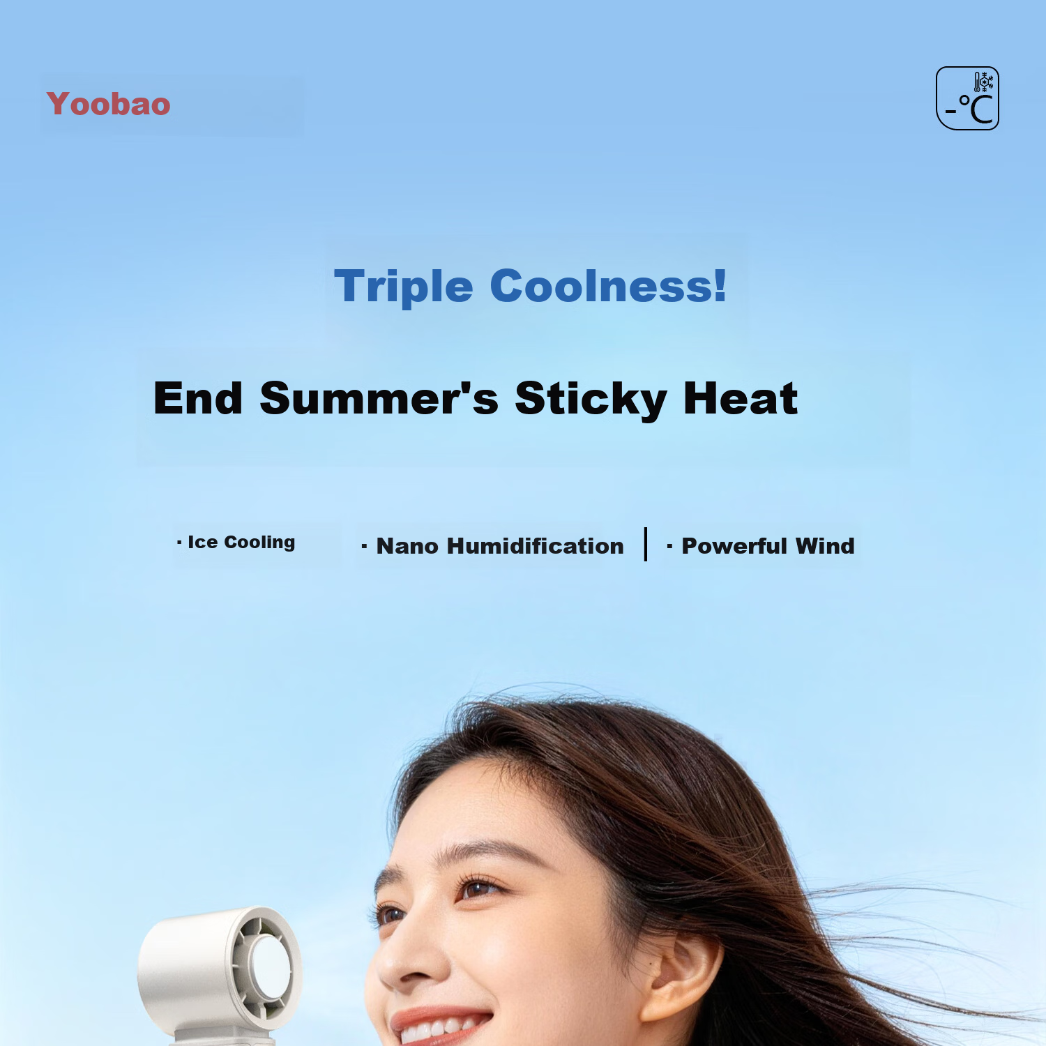 Yoobao Handheld Mini Fan, Semiconductor Cooling, Rechargeable, Long Battery Life, Quiet, Portable, for Summer Outdoor Camping, Student Cooling Device 1