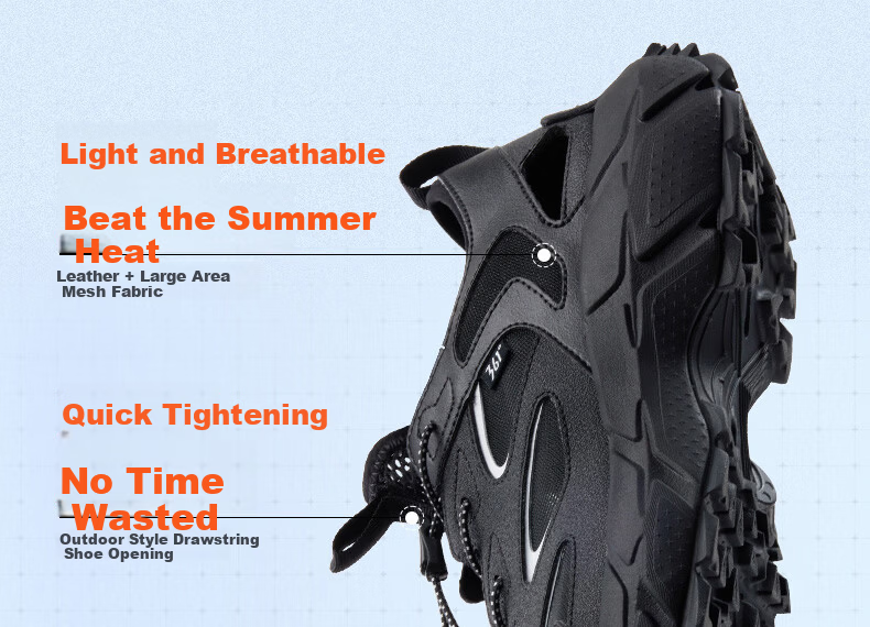 361° Men's Summer Sports Sandals Outdoor Beach Casual Soft Sole Water Hiking Shoes 672626766-3 8