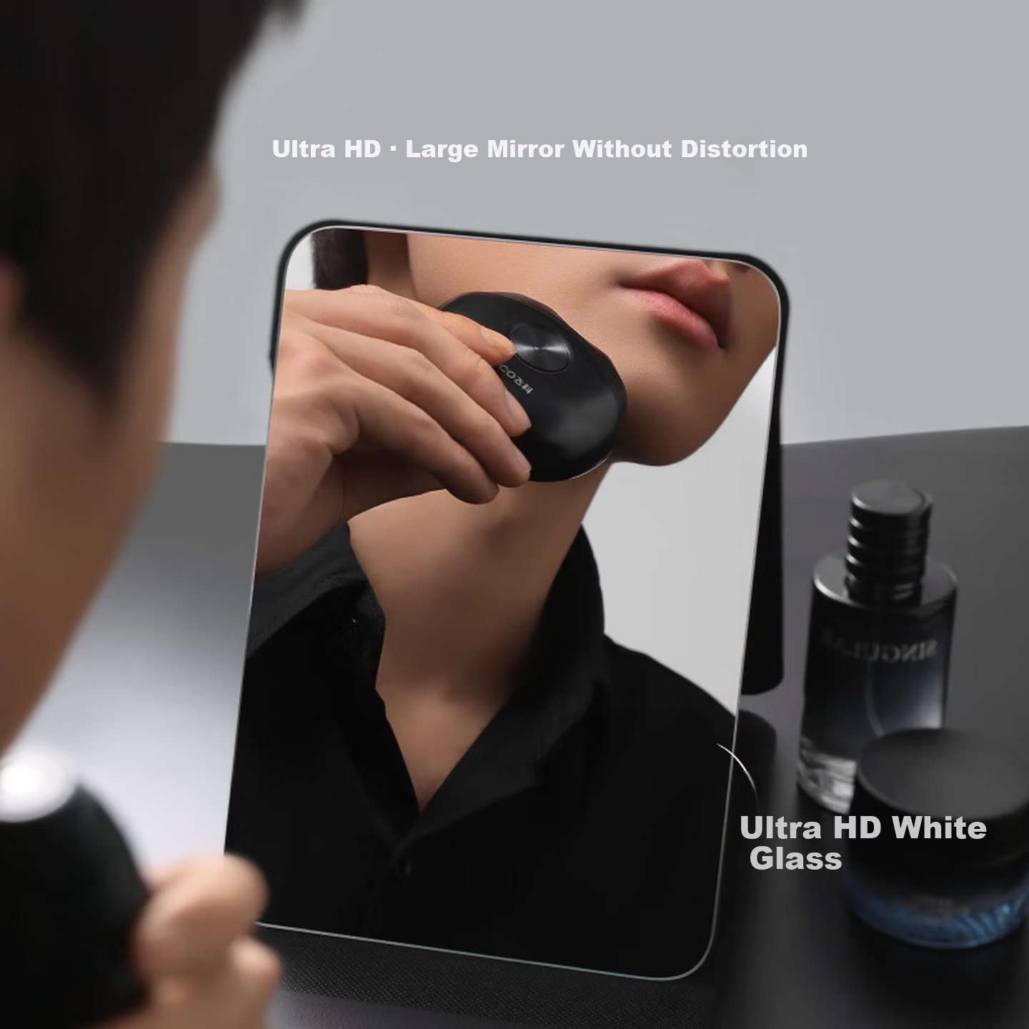 Meebordi HD Folding Mirror Office Desktop Portable Mirror Student Dormitory Home Makeup Mirror Large 20*15cm Large Clear Non-Distorting Mirror Group Purchase